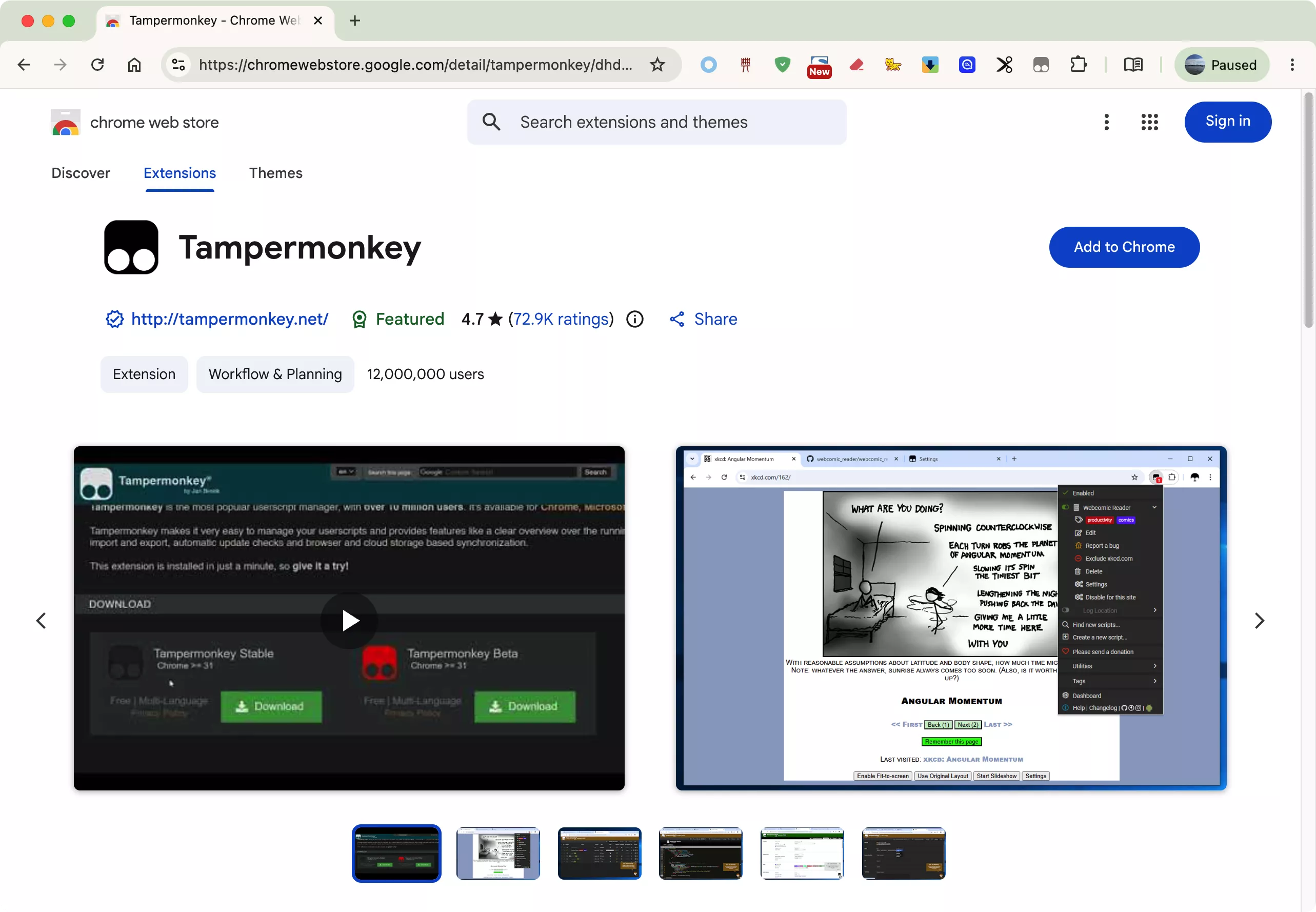 Chrome 网上应用店 · Tampermonkey 下载页